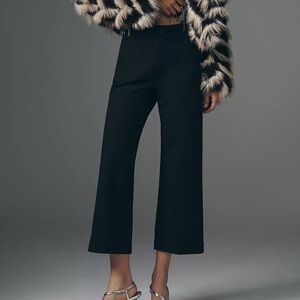 Anthropologie Maeve The Colette Ponte Crop Wide-Leg Pants in Black Size 32
